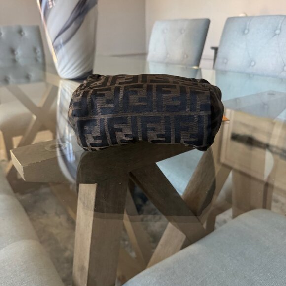 FENDI ZUCCA CANVAS Vintage 1925 Cosmetic Pouch Brown - Picture 3 of 11